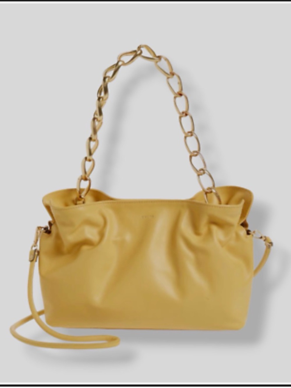 Frame Denim Mustard Yellow Leather Shoulder Crossbody Bag with Chain Strap